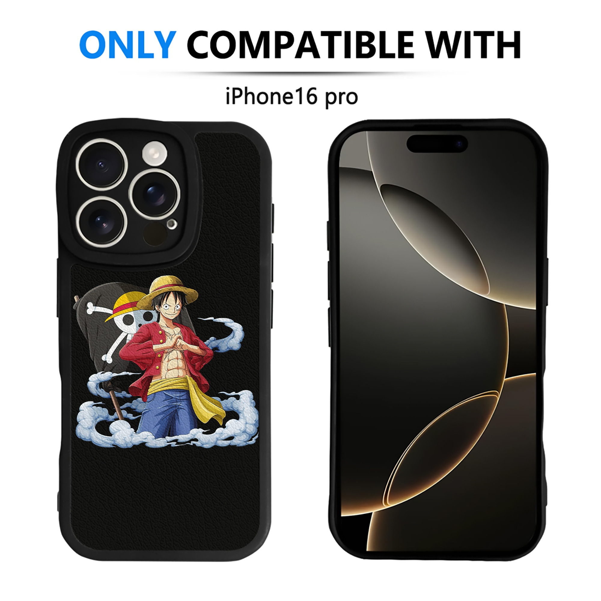 （画像用） ワンピース モンキー・D・ルフィ ONE PIECE Monkey D. Luffy 【iPhone 16シリーズ対応】シリコンスマホケース（レザー調） 材質：シリコン